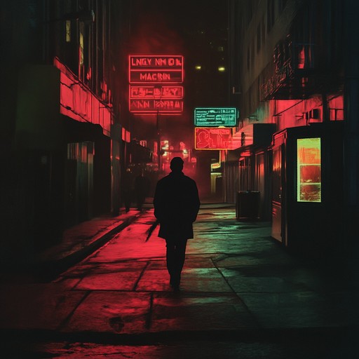 An instrumental dark hip hop track with haunting melodies and gritty beats, evoking the eerie atmosphere of a forsaken urban landscape under flickering neon lights.