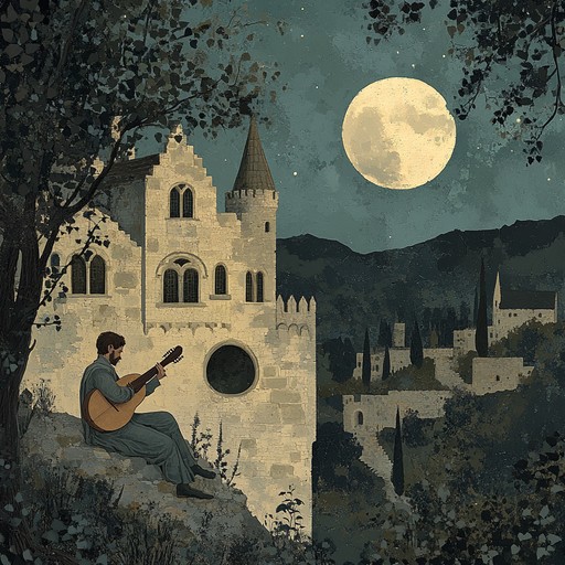 A rich, medieval inspired instrumental piece that captures the elegance and romance of a moonlit serenade by a troubadour. Delicate lute strumming, intertwined with gentle flute melodies, paints a vivid picture of courtly love and poetic storytelling under the night sky.