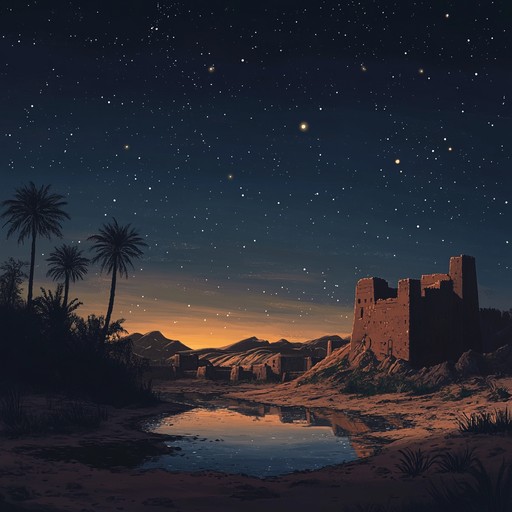 A trance piece transporting listeners to an ancient desert, blending traditional middle eastern scales with modern electronic rhythms. Deep, hypnotic beats intertwine with the enchanting echoes of the oud, creating a transcendent sonic journey through mystical sands.