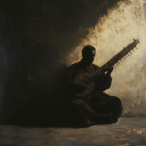 A suspenseful and unnerving hindustani instrumental, featuring foreboding sitar melodies layered over dark electronic textures. It evokes a sense of mystery and tension, perfect for creating an eerie atmosphere.