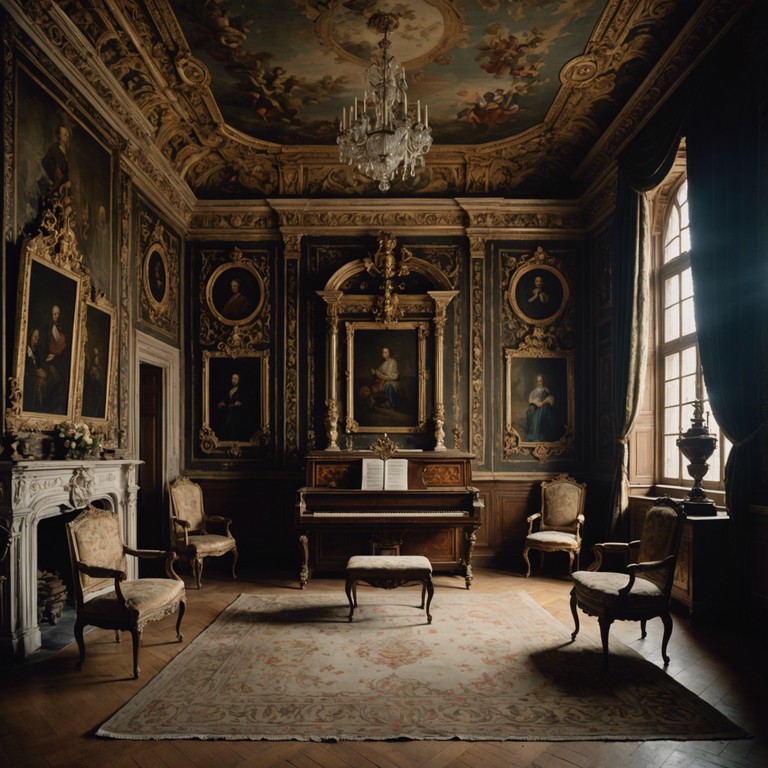 In this piece, the music captures the essence of a bygone era, where the remnants of old courts and forgotten royalties resonate through the delicate strings of a harpsichord. As the melody unfolds, listeners are transported to a majestic yet somber world of lost grandeur, encapsulating the beauty and tragedy of a fallen aristocracy.