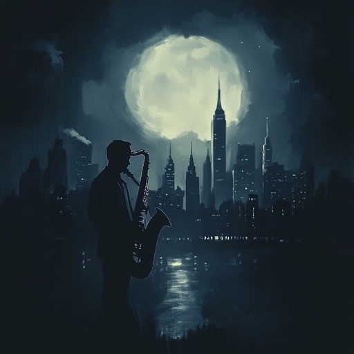 An instrumental piece merging soulful jazz with dark, haunting melodies, evoking the enigmatic ambiance of shadowy city streets after midnight.