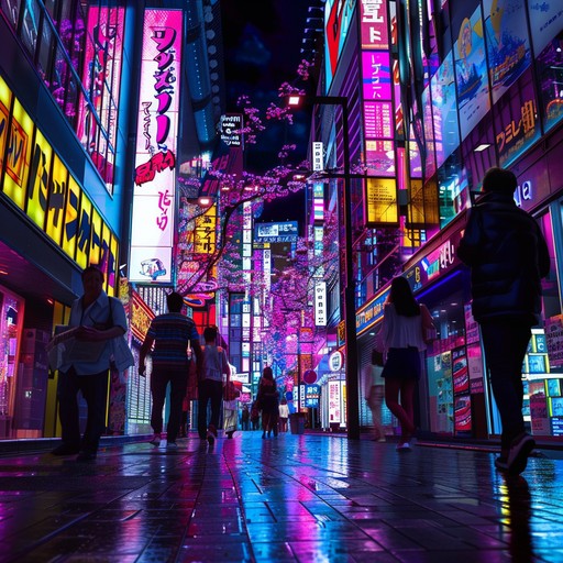 This track embodies the bustling life of tokyo under neon lights, blending the smooth rhythms of new jack swing with the upbeat melodies characteristic of j-pop. The sound captures a night out in shibuya, complete with all the vibrancy and pulsing energy of the city. The music incorporates synth pad punches, catchy hooks, and a lively bassline that keeps the listener dancing through the night. The overall vibe is optimistic and electric, perfect for a youth-oriented movie soundtrack or a lively playlist addition.