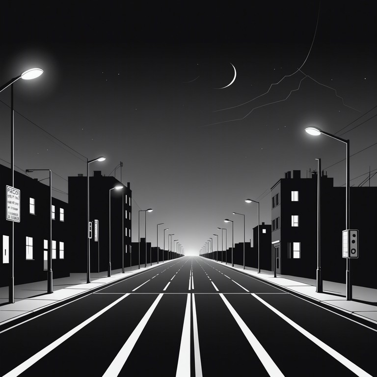 Imagine walking through the empty night time streets, with each step resonating deeply with slow, reverberating bass that fills the expansive urban silence.