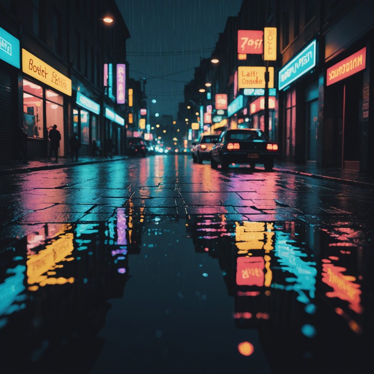 Imagine the feeling of wandering through an endless city at night, each step echoing a mix of fear and fascination, guided by the pulse of electronic energy interspersed with moody piano echoes.