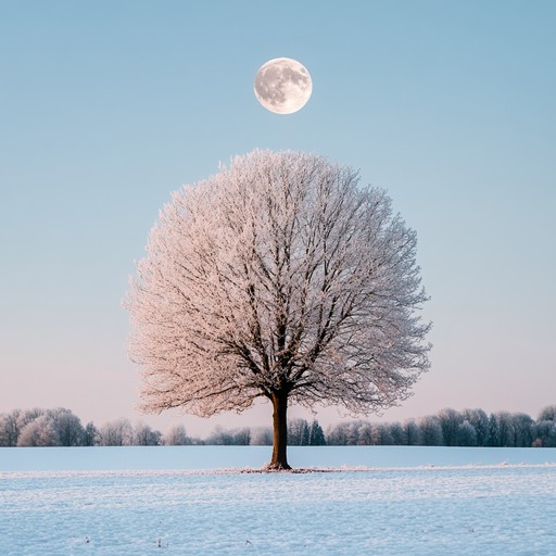 Capturing the stark, chilling beauty of a moonlit winter's landscape, echoing the profound solitude and captivating stillness of nature with every sound wave.