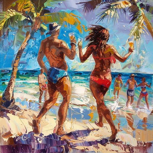 Energetic salsa rhythms with a festive latin flair, perfect for dancing the night away on a warm sandy beach as the sun sets over the ocean. Featuring a vibrant horn section, syncopated piano montunos, and infectious percussion grooves that will transport you to a tropical paradise fiesta.