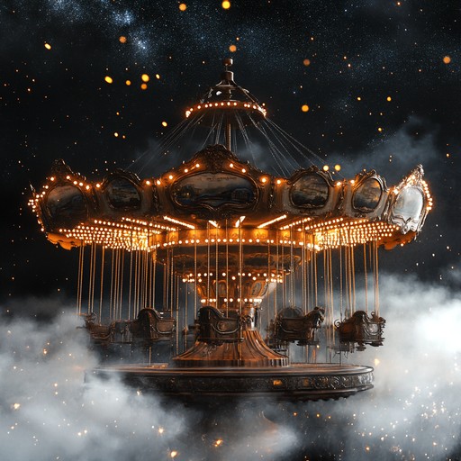 An energetic instrumental combining clattering mechanical sounds and joyous carnival tunes, evoking a sense of playful chaos in a steampunk fantasy world.