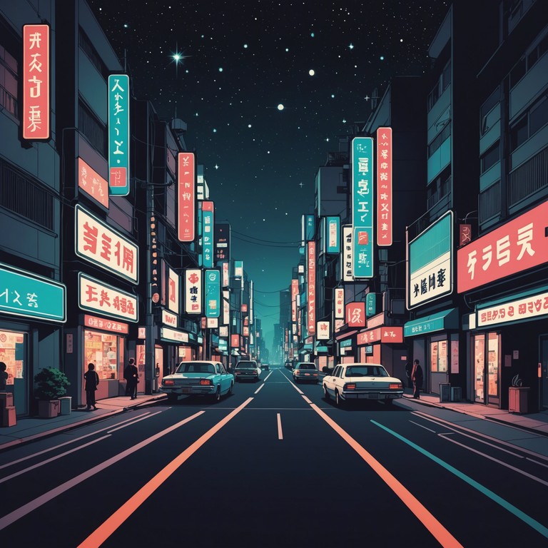 This instrumental track blends traditional japanese instruments with modern j pop sensibilities to create an uplifting and larger than life feeling, portraying the bustling, neon lit streets of tokyo under a starry sky.