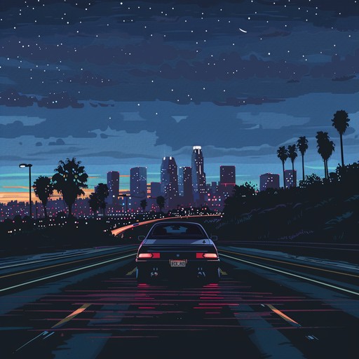 This track channels the essence of cruising through a neon-lit cityscape at night, reflecting the blend of dark tones and pulsating beats that characterize an urban night drive.