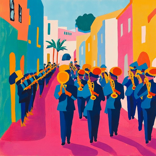 Experience a quirky military parade theme with playful and whimsical melodies, driven by a lively marching rhythm that adds a humorous touch to traditional military tunes, creating an engaging and lighthearted atmosphere