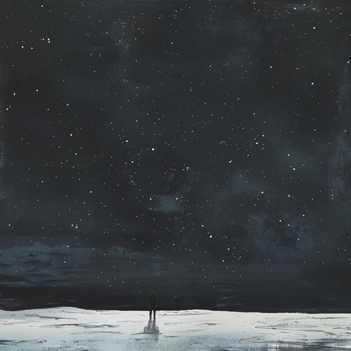 A stirring piece reflecting on loneliness, emphasizing contemplative silences and deep emotional peaks. One feels the vastness of a starlit night as the music progresses, portraying a journey through solitude, manifesting sentiments from sadness to serene acceptance. Underlying the melody is the theme of finding peace within oneself amidst the enveloping darkness.