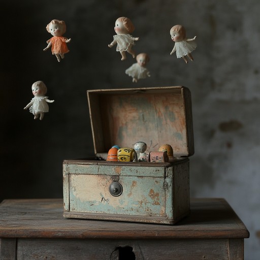 An instrumental track that merges familiar children's nursery rhymes with eerie, haunting melodies to create a menacing atmosphere. The music box plays nostalgic tunes that twist into unsettling harmonies, evoking the feeling of ghostly children at play in a forgotten playground.