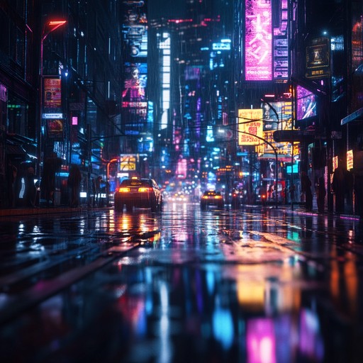 Immerse in a pulsating cyberpunk metropolis, neon signs flickering above, electric beats propelling you through rain slicked streets. The driving synths and robotic rhythms paint a vivid picture of a futuristic city alive with relentless energy.