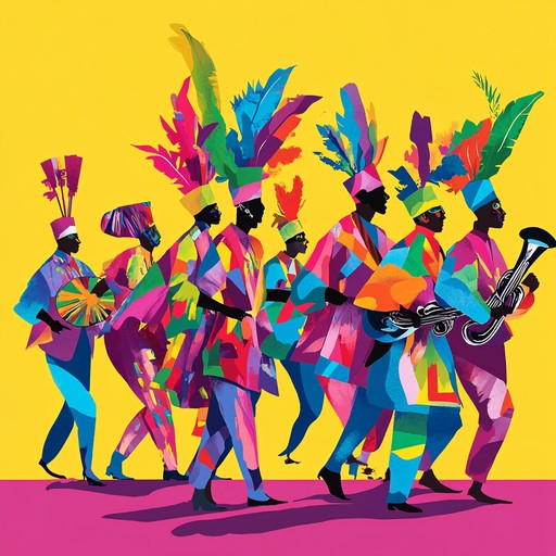 Feel the rhythm and vibrancy of a street parade with exuberant brass instruments, pounding percussion, and infectious energy that captures the essence of a joyous carnaval celebration. The lively beats and potent melodies will make you want to dance.