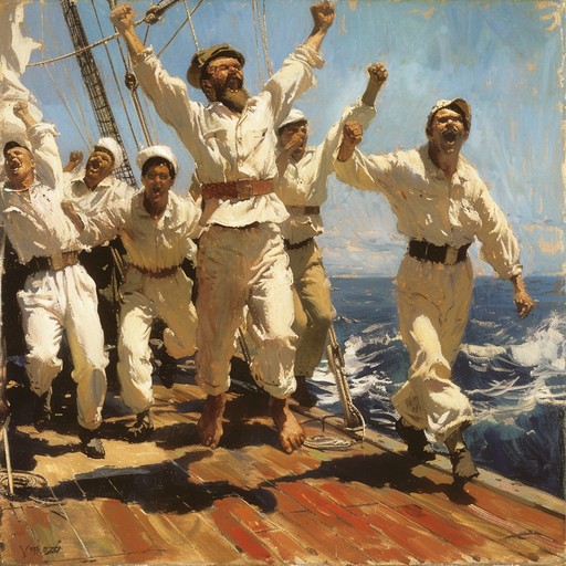 This festive composition captures the exuberance of russian sailors celebrating naval achievements. It combines traditional russian folk melodies with marching rhythms, creating a rousing and spirited atmosphere. The music evokes images of grand ships, historic battles, and the pride of the fleet.