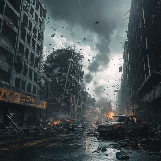 An industrial metal infused track that captures the essence of urban conflict, heavy with aggressive riffs and powerful drum patterns set to a raw, industrial backdrop