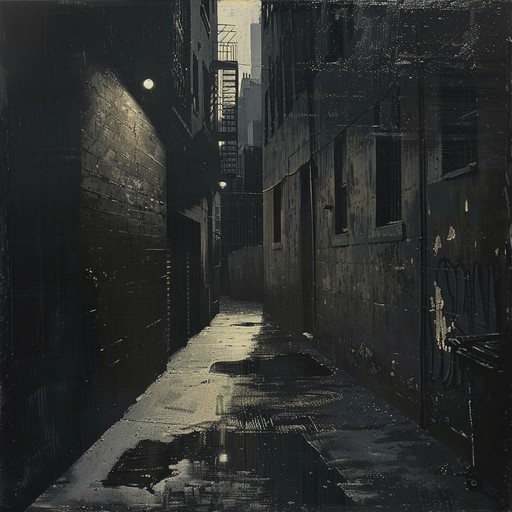 Echoing through the eerie darkness of a forsaken urban alley are chilling synth melodies and ominous rhythms, weaving an atmosphere of lurking anxiety and hidden perils