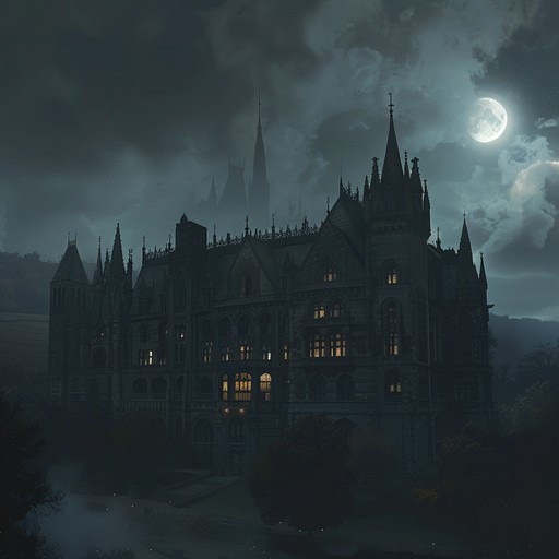 A suspenseful instrumental piece featuring somber tones and eerie soundscapes, evoking the feeling of wandering through a shadowy, abandoned manor at midnight. The music gradually swirls with gothic elements, unveiling an enigmatic and haunting atmosphere.