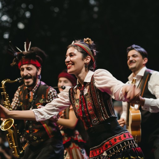 An exuberant instrumental chalga track blending traditional balkan instruments with modern dance beats, evoking lively celebrations and spirited gatherings.