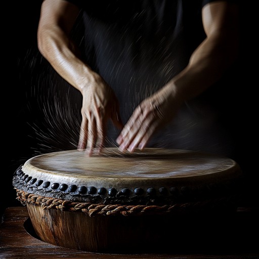 An intense instrumental folk composition featuring the commanding sounds of taiko drums, conveying the strength and unity of ancestral traditions and the pulse of the earth