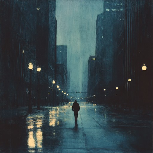 A soulful blues rock instrumental piece that captures the essence of introspective solitude, featuring emotive guitar melodies over a slow, steady rhythm, evoking the feeling of wandering alone through silent city streets at night