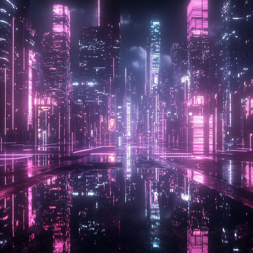 Experience a futuristic adventure through neon lit cityscapes with shimmering beats and ethereal synths painting vivid digital dreams and enigmatic wonders.