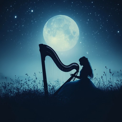 A serene nighttime lullaby that captures the essence of a celestial sky. The harp's gentle strings resonate softly, paired with ambient backing to create a peaceful and tender soundscape. An ideal piece for invoking serenity and calm before sleep.