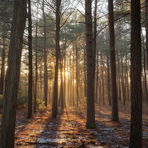 This composition combines the soothing sounds of an acoustic guitar with the ambient noises of a forest at dawn, crafting a serene soundscape that draws listeners into a peaceful, reflective state. The track layers gentle guitar plucking over the rustling of leaves, distant bird calls, and the soft murmur of a nearby stream, creating an immersive auditory experience that celebrates the quiet majesty of nature.