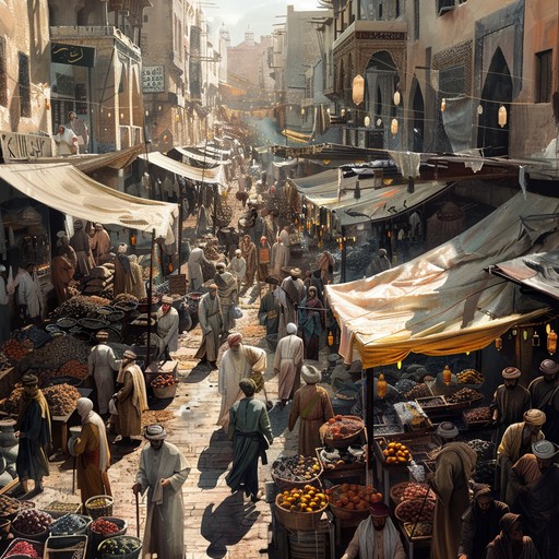 Imagine venturing through an ancient middle eastern bazaar under siege, the air thick with suspense and urgency. Rhythmic darbuka beats lead the way, accompanied by dramatic oud strums and haunting ney flutes. This track captures the tension, excitement, and cultural richness of a bustling, yet perilous marketplace.