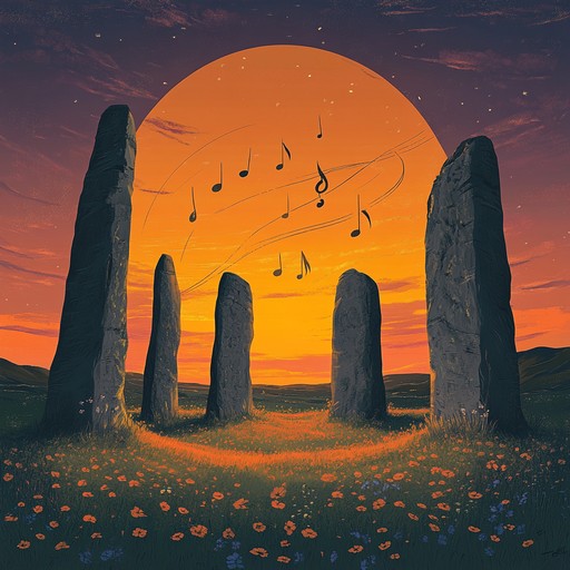 An instrumental journey blending the rich tones of celtic harp with soaring fiddle melodies, evoking images of ancient landscapes and heroic tales.