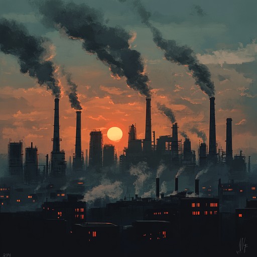 A mesmerizing instrumental track that seamlessly blends the mechanical textures of industrial sounds with the mellow vibes of chill rock, creating an atmospheric journey through an urban landscape at dusk.