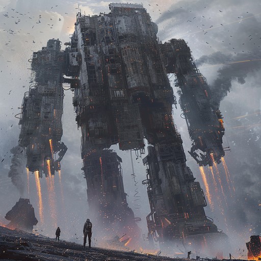 A high energy track combining distorted guitars, relentless drum beats, and industrial soundscapes. This composition evokes the rise of steel titans, awakening with electric power. It's a fusion of rock intensity and mechanical precision, ideal for scenes needing a powerful and commanding presence.
