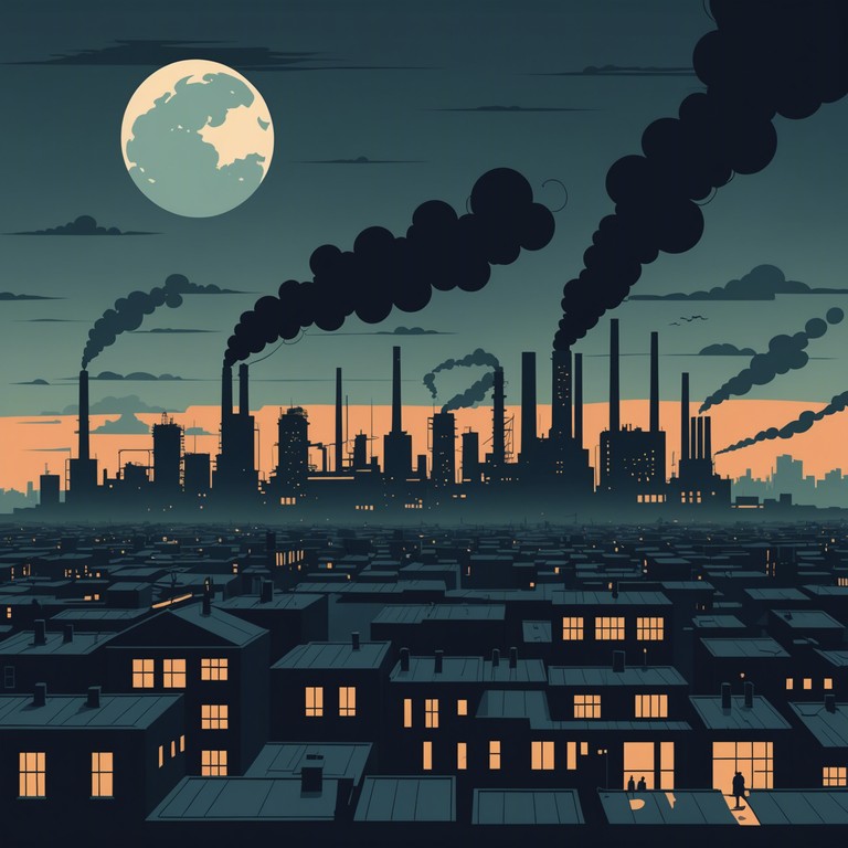 This track features a haunting blend of industrial rock elements with deep, resonant textures to evoke a sense of lonely urban landscapes. The repetitive, echoing beats mimic the relentless noise of machinery in a desolate factory setting, while the melody adds a touch of human emotion to the mechanical backdrop.