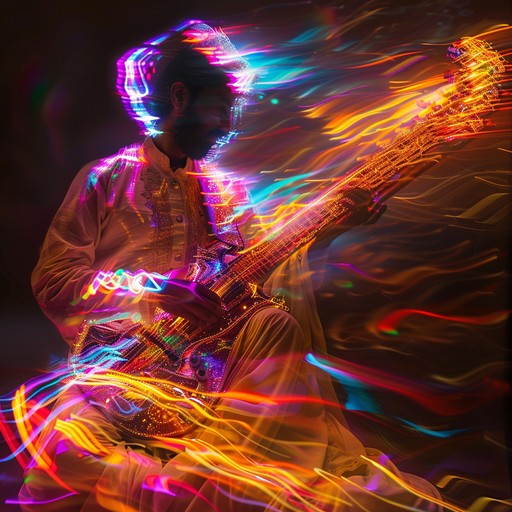 Experience an electrifying fusion of indian raga melodies with rock's high energy and electric vibes. This track seamlessly marries sitar and electric guitar riffs, offering a dynamic journey.