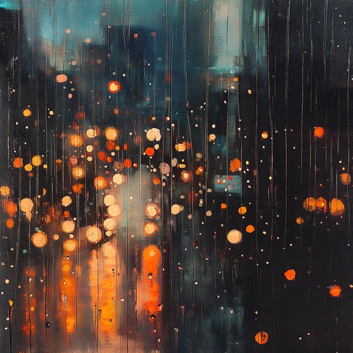 A composition that mirrors the rhythmic pulse of city lights in rainy weather, with melodic structures woven into an electronic ambiance, reflecting the convergence of nature and urban life.