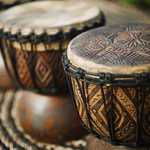 Layering primal african rhythms with sophisticated textures, this instrumental song creates a deep and rich atmosphere. The interplay of traditional djembe with subtle electronic elements forms a unique and engaging tableau that reflects both heritage and innovation.