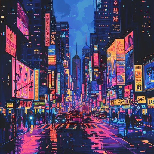 Immerse yourself in the city's electric nightlife with a dynamic instrumental track that combines new wave grooves and urban textures, led by vibrant synthesizers, energetic basslines, and punchy drum machines.