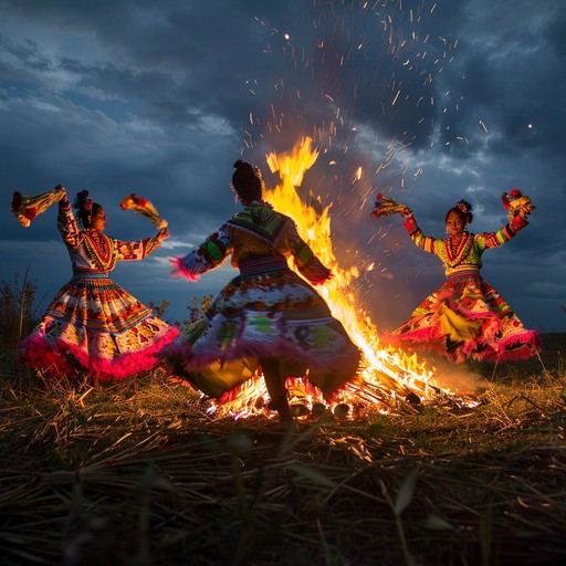 An exuberant fusion of ethnic rhythms and melodies from around the globe, creating a vibrant tapestry of sound that exudes joy and the spirit of celebration. Instruments like the djembe, sitar, and panpipes intermingle, giving listeners an uplifting experience that transcends borders and cultures.