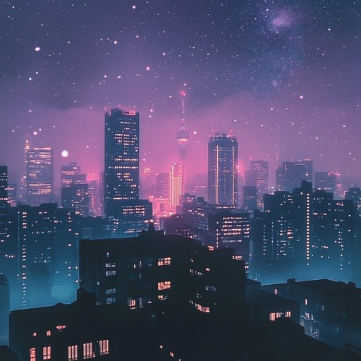 An instrumental track that combines urban beats with ethereal melodies, creating a hazy soundscape that evokes wandering city streets at night under neon lights.