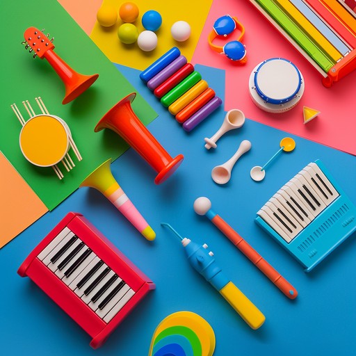 A lively and playful composition featuring toy like synthesized instruments blended with a funky groove. The track creates a quirky and vibrant atmosphere, evoking a sense of childhood nostalgia mixed with upbeat funky rhythms. Perfect for evoking feelings of whimsy and joy