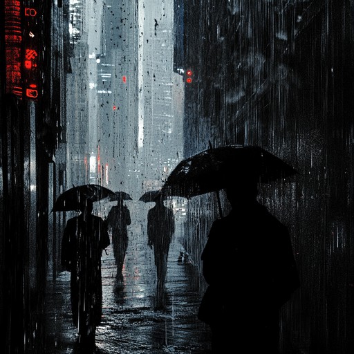 Explore the haunting depths of a cyberpunk city with pounding drums and melodic undertones highlighting the non stop movement and eerie tranquility of a rain drenched metropolis. The music ties together themes of isolation within animated environments, offering a soundtrack that feels both isolating and connected.