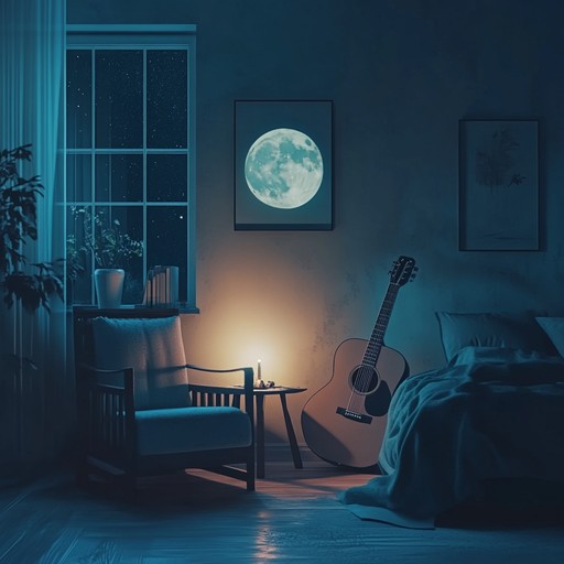 A subtle strumming of a solitary guitar reverberates in the night, crafting a narrative of introspection and sorrow within the quiet confines of a bedroom.