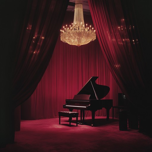 Transport listeners to a shadowy cabaret lounge with deep crimson drapes and dim lighting. An emotive piano guides them through dark, introspective passages, capturing the melancholic essence of late night reflections and sorrowful confessions.