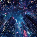 epic futuristic journey through a neon lit city