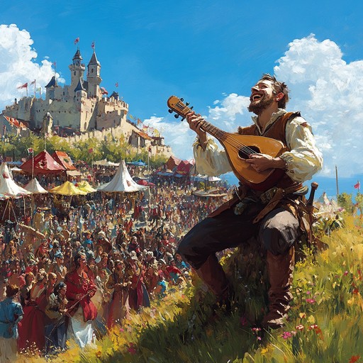 An energetic and uplifting instrumental that captures the essence of a merry minstrel traversing the countryside, spreading joy with his lively tunes. The melody features spirited lute playing that brings to life images of festivals, dance, and the vibrant spirit of medieval times.