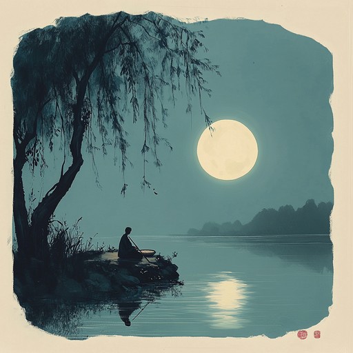 An instrumental track blending traditional japanese koto melodies with deep ambient textures, creating a serene and ethereal soundscape that evokes the calmness of a moonlit night.