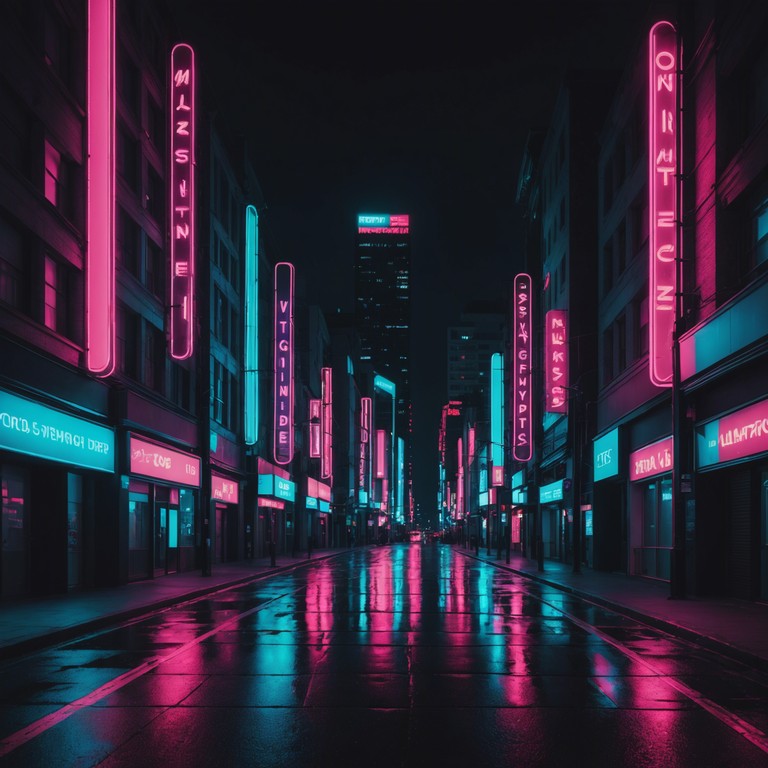 A track where smooth jazz saxophone solos glide over a background of deep synthwave rhythms, creating a feel of walking through the city under the neon lights. The music is textured yet soothing, perfect for unwinding after a long day.