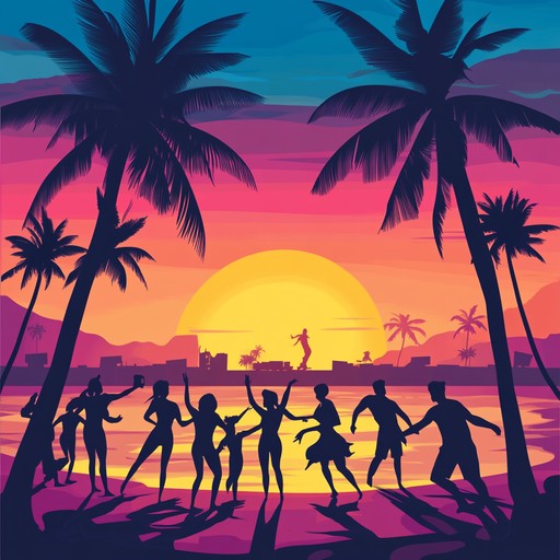 This track captures a festive sunset beach party with vibrant bossa nova rhythms, featuring intricate guitar patterns, light percussion, and a refreshing, celebratory mood.