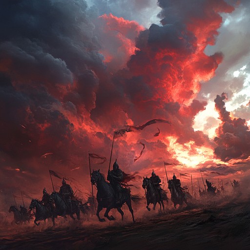 A grand and intense orchestral soundscape capturing the ferocity and heroism of a massive battle. Powerful drums and brass dominate, weaving through moments of dramatic tension and sweeping victories.